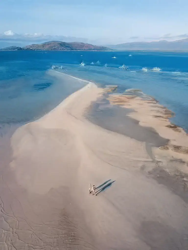 A shot of the distant end of the  sandbar