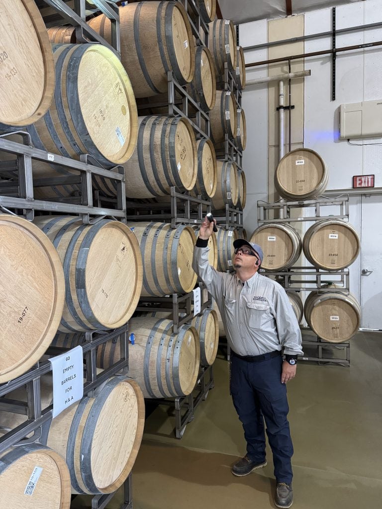 Pest control inspecting winery