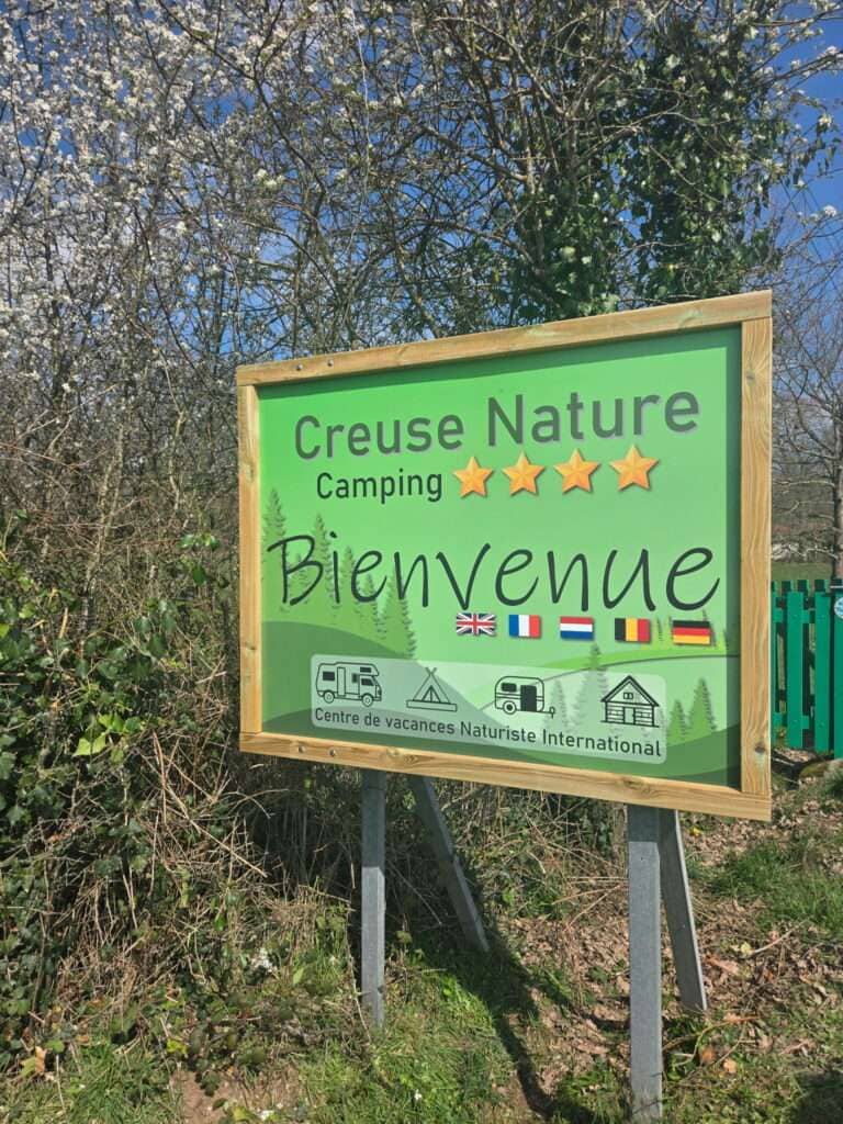 Enseigne extérieure camping montant bois