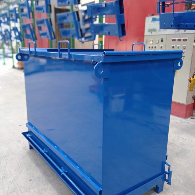 Contenedor metálico azul fabricado en chapa