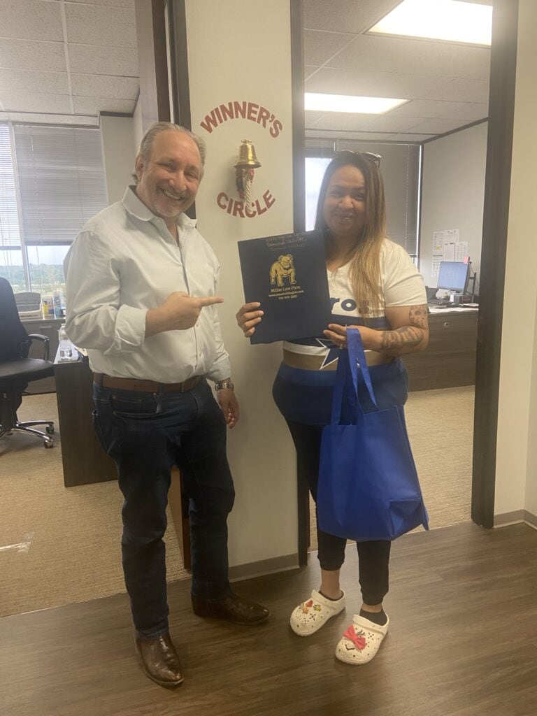 Client joins The Miller Law Firm’s Winner’s Circle after receiving compensation.