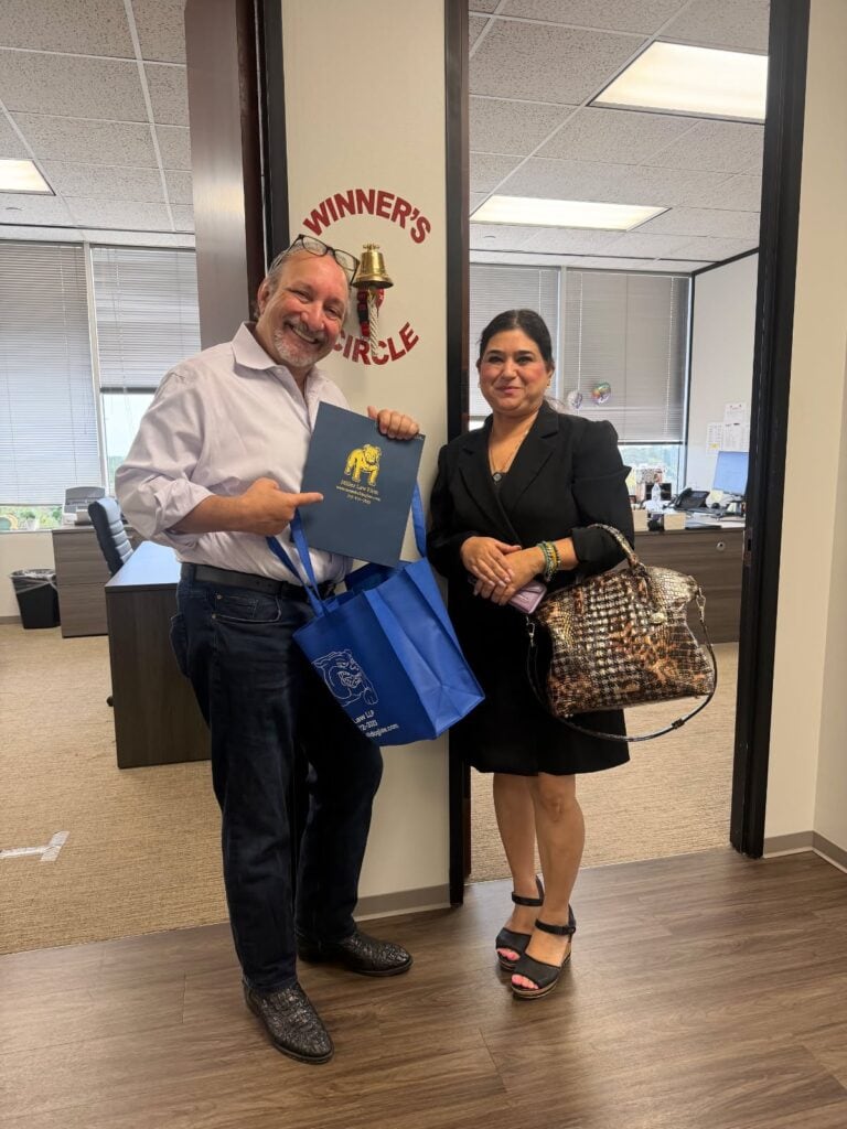 Car accident client celebrating settlement success in Houston