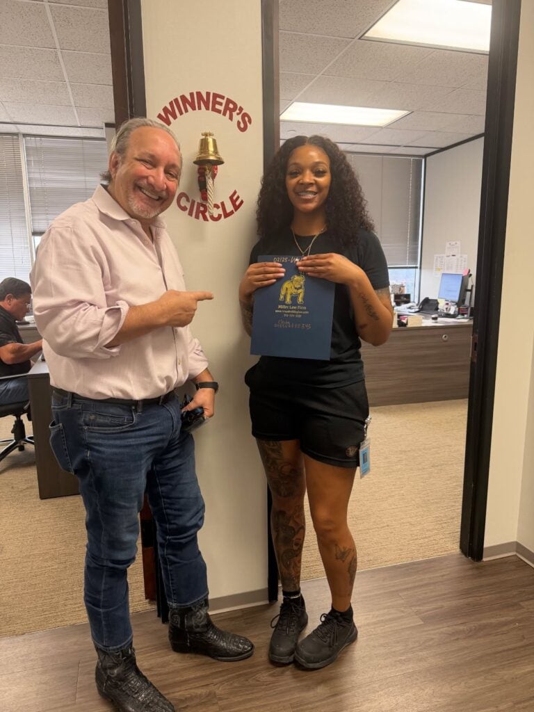 Houston accident client celebrating strong case outcome