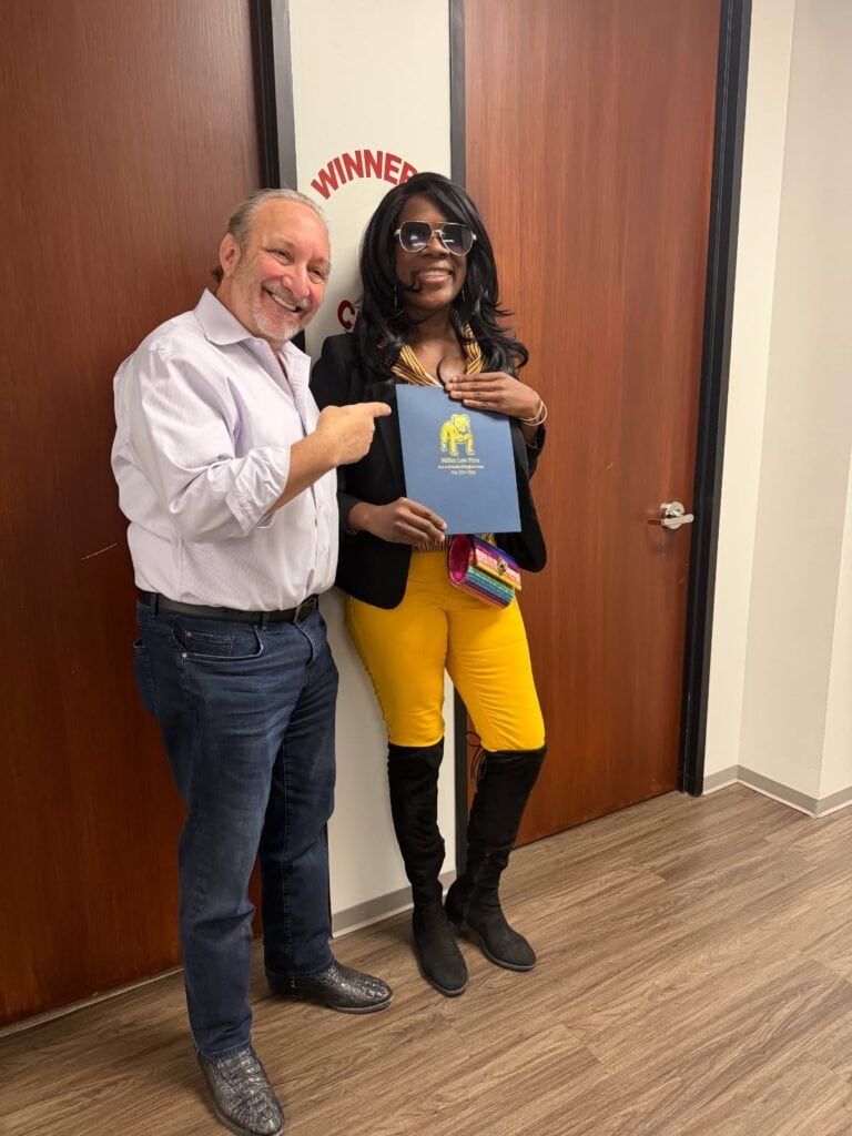 Client ringing bell after injury case success in Houston