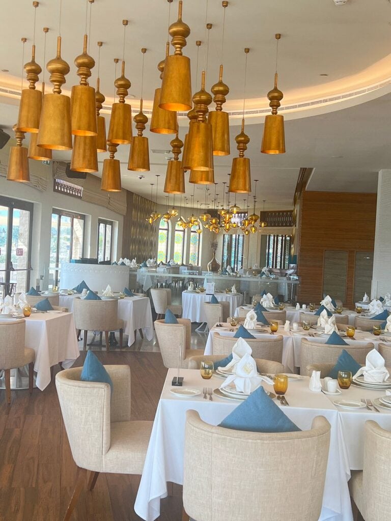Waterfront terrace at Byblos Sur Mer, InterContinental Abu Dhabi.