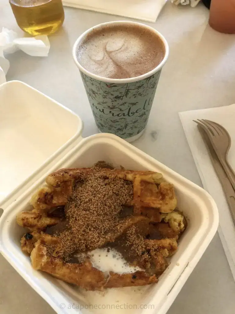 Peach Waffle and Coffee from Mirabelle's