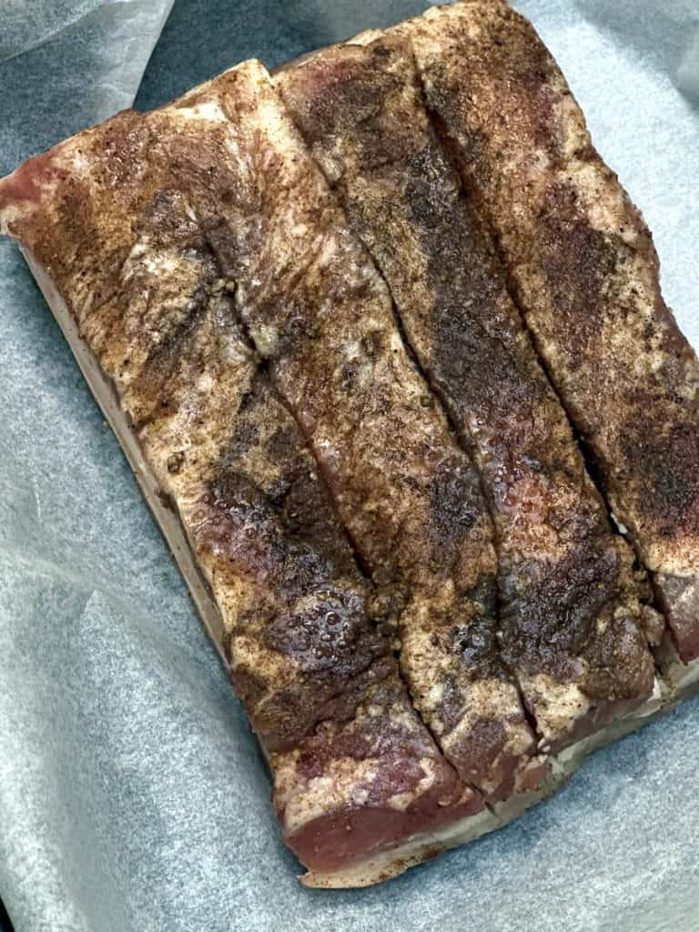 Really Crispy Chinese Five Spice Roast Pork Siu Yuk 3 Crispy roast pork recipe - season with salt and five spice powder