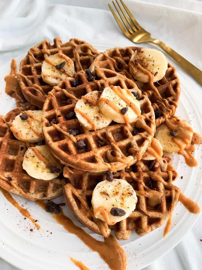 Healthy Dairy Free Banana Waffles with Oatmeal, image size:768x1024