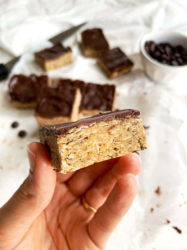Healthy No Bake Peanut Butter Oatmeal Protein Bars