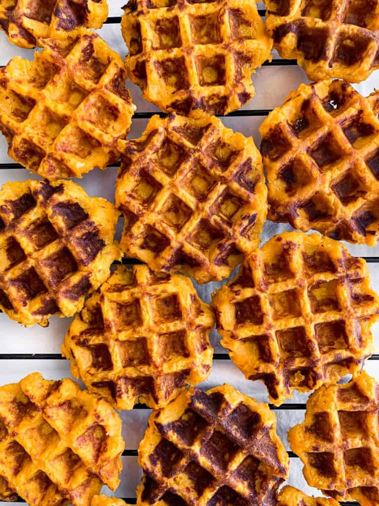 3 Ingredient Cheesy Sweet Potato Waffles