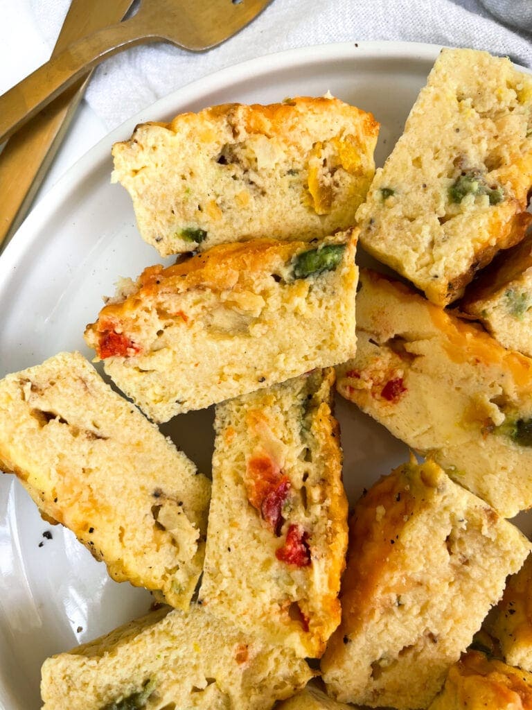 close up of inside of veggie egg bites