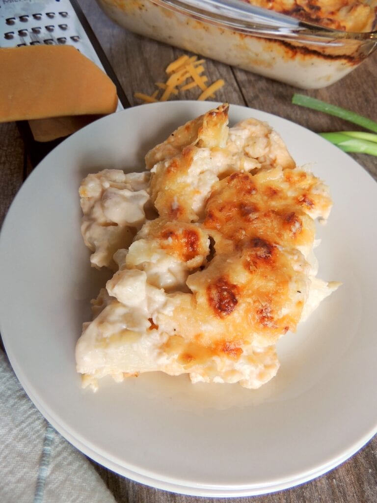 This keto cauliflower casserole is creamy, cheesy, and baked to golden perfection! Made with fresh cauliflower florets, cream cheese, sharp cheddar cheese, and heavy cream, it&rsquo;s a low-carb dinner or side dish the whole family will love. Perfect for busy weeknights, low-carb diets, or ketogenic diets, this cheesy cauliflower casserole recipe is freezer-friendly and easy to make with simple ingredients.