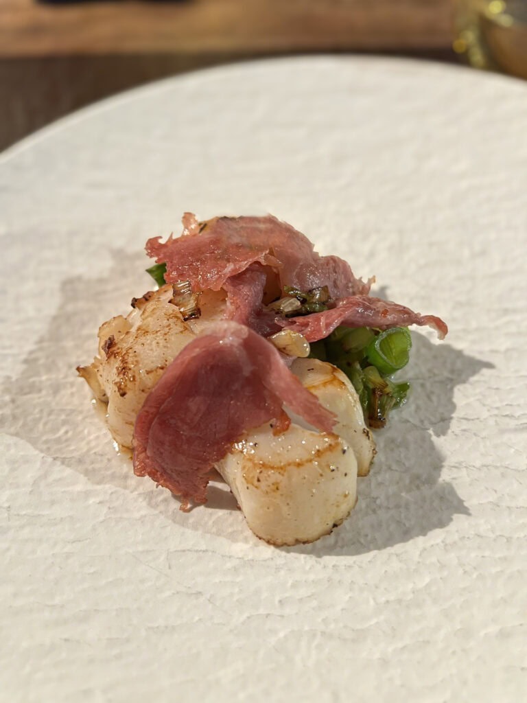 Coquilles met uitgebakken ham