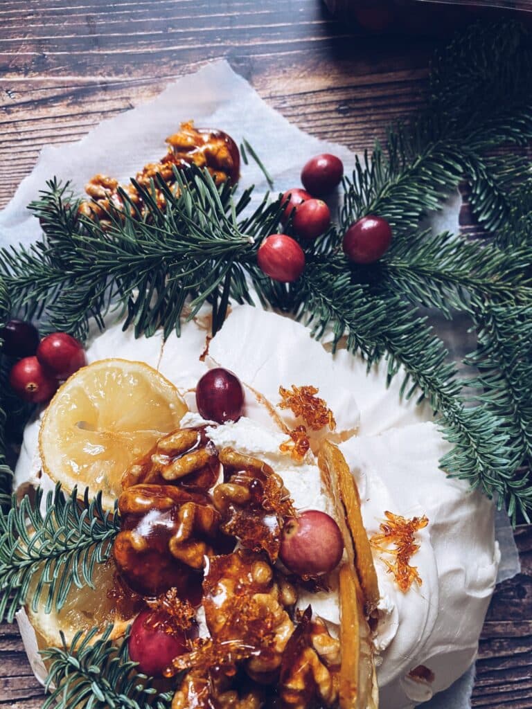 Pavlova With Caramelised Walnut And Sugared Citrus 4 3D9FA80D 3095 4EBE ACC1 29133444F0B6 CA44064B A40C 42DE 8FD4 779981BA4FF9 scaled