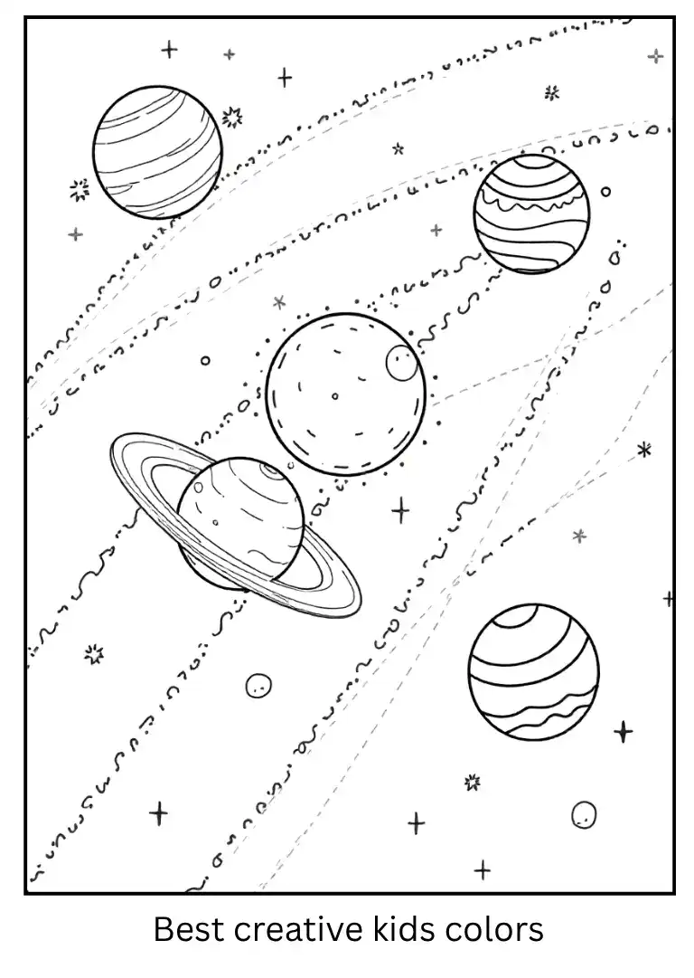 🌌 Solar System Coloring Pages for Kids – Free PDF Printable Planets, Rockets & Stars