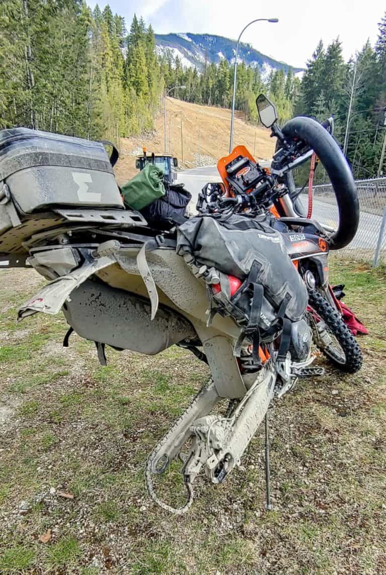 fixing a flat tire on a motorcycle