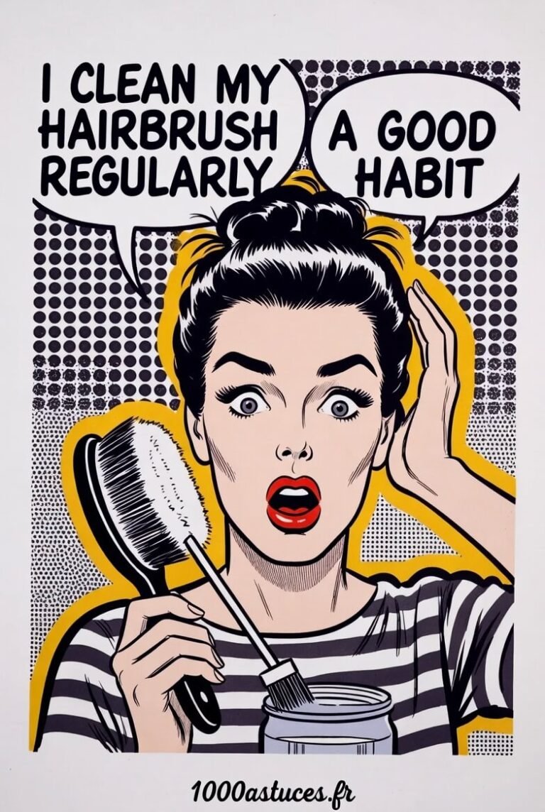 Votre brosse à cheveux accumule poussière, sébum et résidus ? Voici une méthode simple pour la nettoyer et la désinfecter en profondeur. Idéal pour une meilleure hygiène capillaire. Toutes les étapes sont sur 1000astuces.fr. #brosseàcheveux #hygiène #nettoyage #astucesmaison #soin #vinaigreblanc #bicarbonate