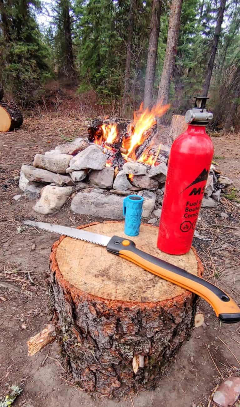 trail saw and campfire