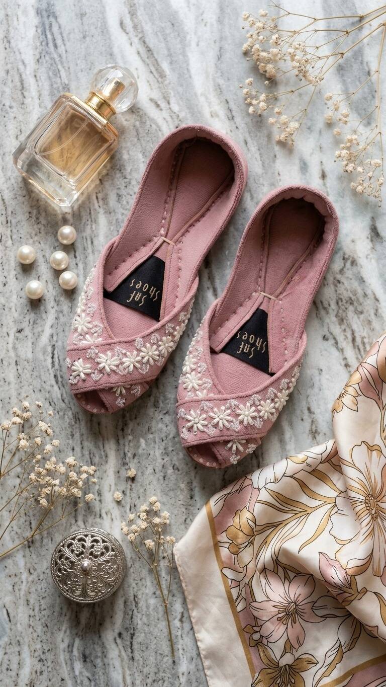 Peep Toes Velvet Women Jutti In Light Pink