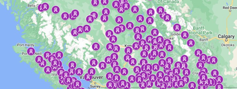 Digital downloadable map of Fire Tower Lookouts in BC