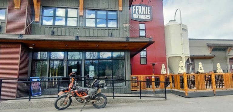 motorcycle outside Fernie Brewing