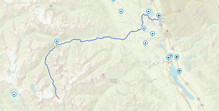 map of Farnham Glacier Motorcycle route