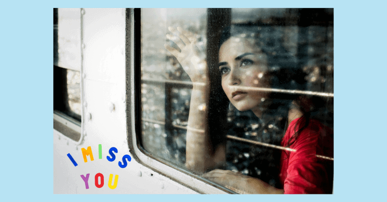 Girl already missing friends as her train pulls out the station