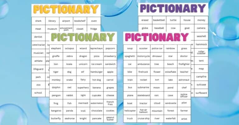 200 Pictionary Words for Kids (Free Printable)