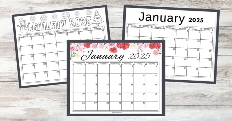 Free Printable Monthly Calendars (2025)