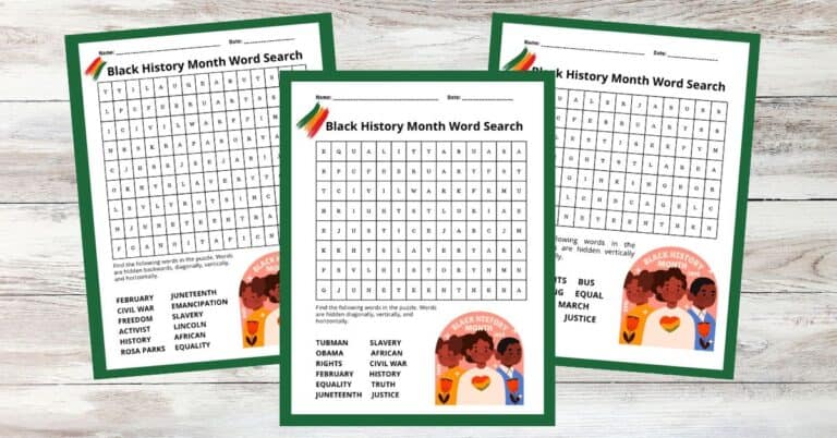 Black History Month Word Search Printables