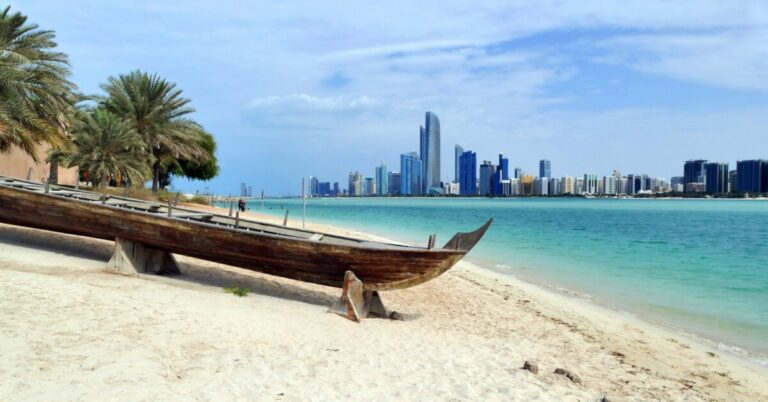 Abu Dhabi beach and fishing boats