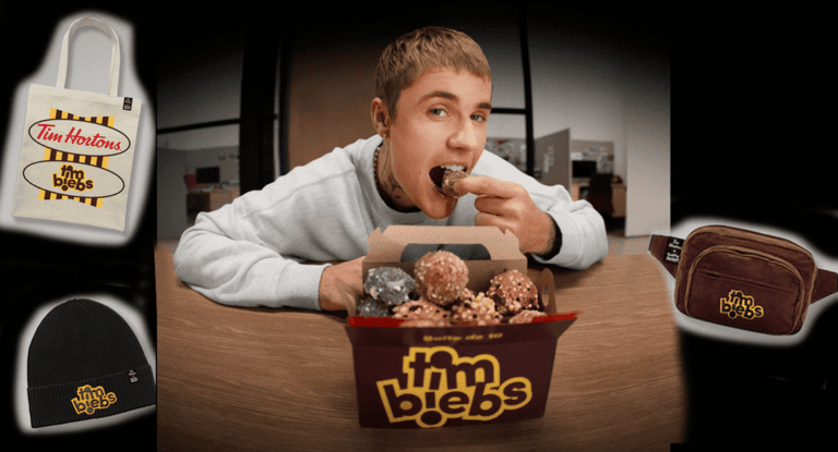 timbiebs Timbits and apparel now at Tim Hortons for limited time