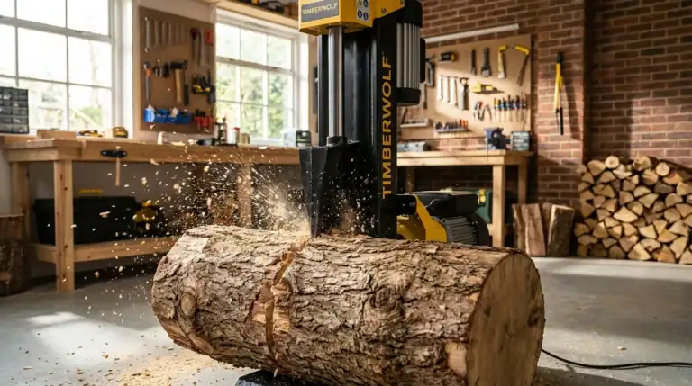 Holzspalter Test 2026 – elektrischer Hydraulikspalter beim Holzspalten