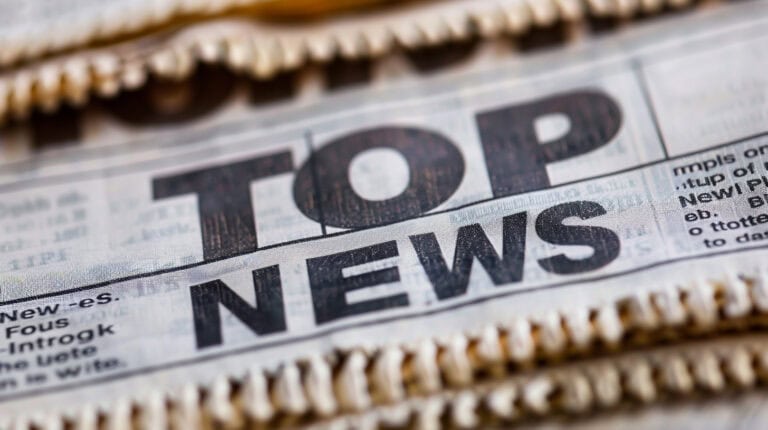 A newspaper headline that says "TOP NEWS"