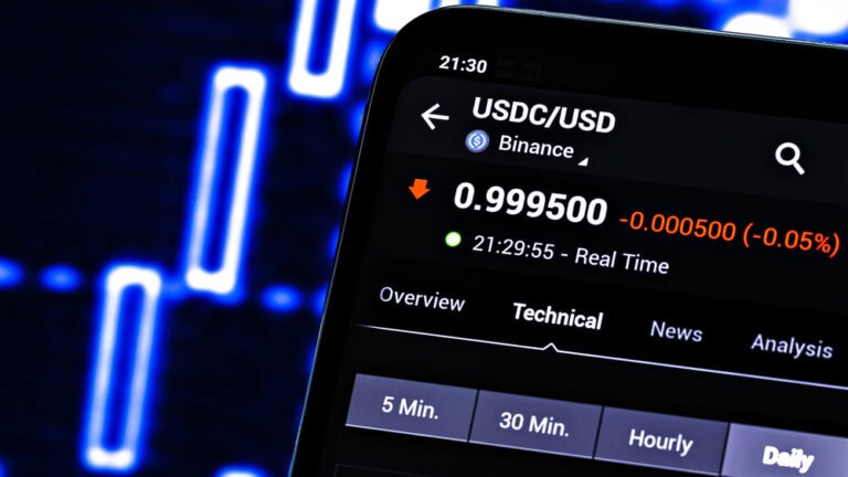 Editorial photo on USD Coin (USDC) theme. Illustrative photo for news about USD Coin (USDC) - a cryptocurrency