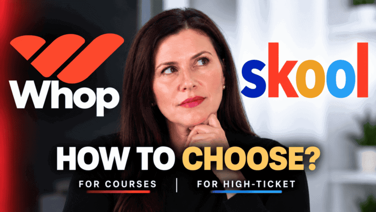 Whop vs Skool comparison for courses, communities and high-ticket payments