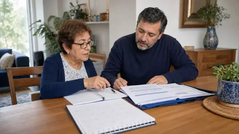 Persona mayor revisa sus antecedentes de salud para una evaluacion geriatrica