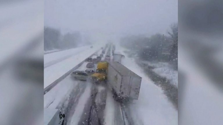 Highway 401 Collision Pileup Caught on video