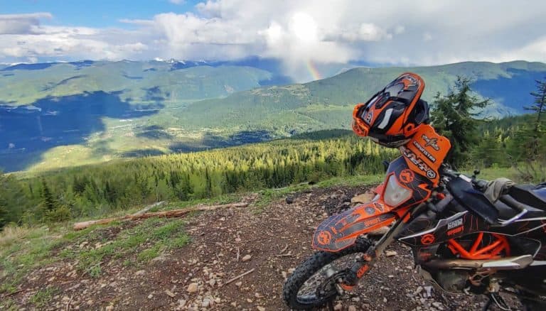 KTM 690 motorbike with a view
