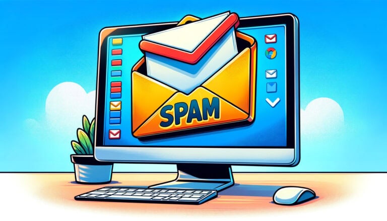 spam email on desktop screen