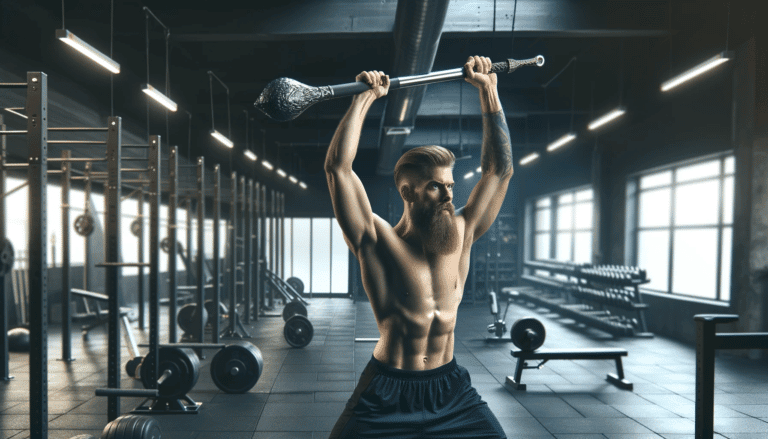 viking in a gym steel mace