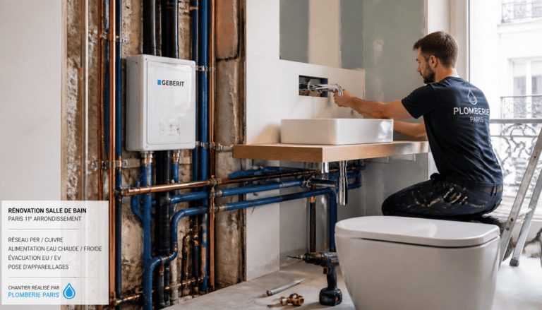 Plomberie pour salle de bain : tout ce qu&rsquo;on voit (et tout ce qu&rsquo;on cache) sur nos chantiers parisiens