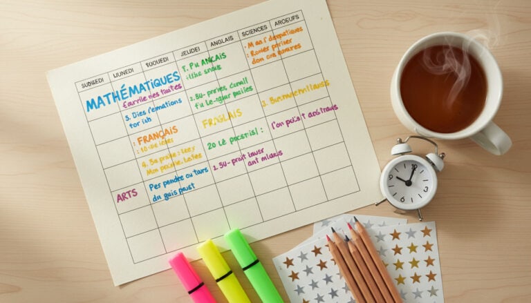 Emploi du temps école à la maison : modèles gratuits par âge (CP à 3ème)