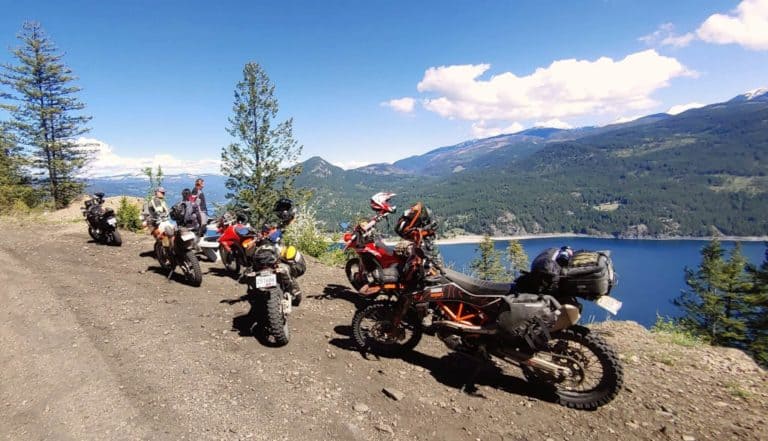 group of motorcycles at lower arrow lake
