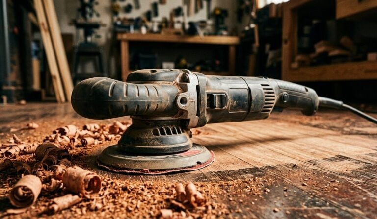 A heavy-duty gear-driven sander stripping a wooden floor, representing a top Festool Rotex 150 alternative UK option