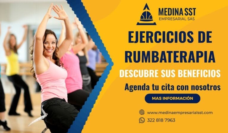 Personas realizando ejercicios de rumbaterapia para mejorar la salud física y emocional, agenda tu clase en Medina SST Empresarial