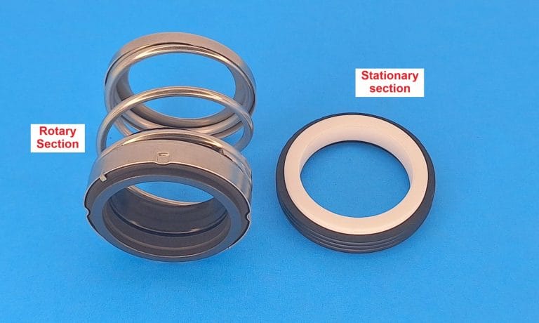 Type 21 mechanical seal showing the rotary and stationary sections