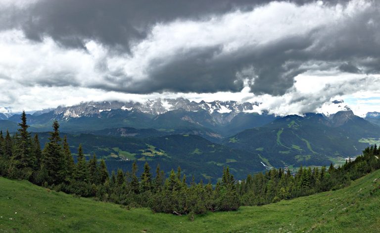 View of the mountain you can enjoy with kids at the top of the Wank mountain playground