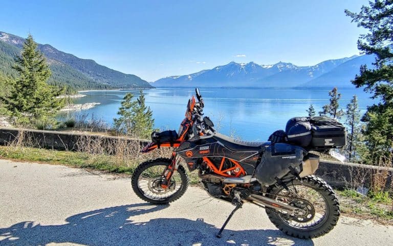 motorcycle along the east shore of Kootenay lake