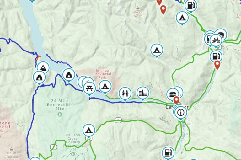 Map of Castlegar Motorcycle Routes